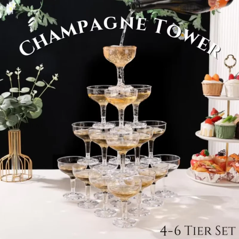 20-60PCS Acrylic Champagne Coupe Glasses Engagement Party Wedding Champagne Tower Prosecco Tower Martini Glasses 5oz