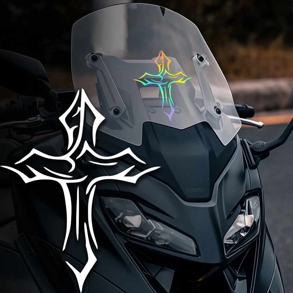

Creative Cross Motorcycle Helmet Sticker, Waterproof Self-Adhesive Vinyl Decal for Fairing, Fuel Tank, Side Body & Bicycle Decor
