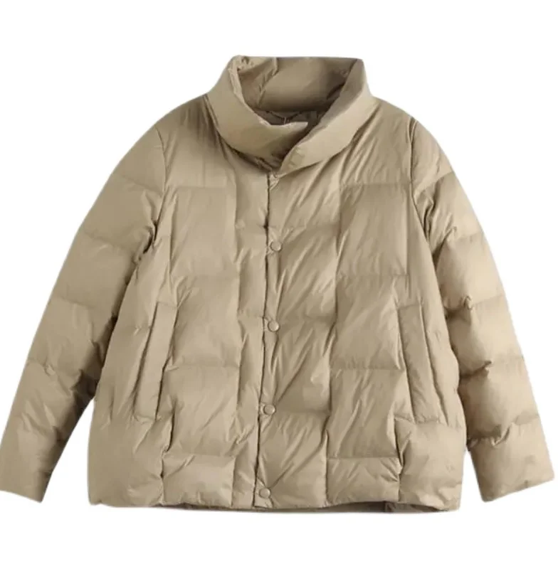 Faionable Thiened léger vers le bas coton Jaet col montant marque grande taille vêtements pour femmes trajet Sle coréen Loos...