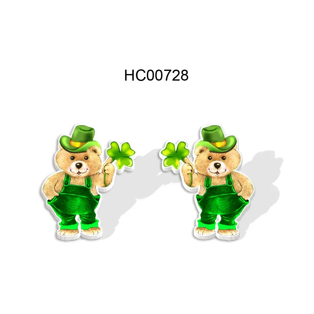 Cartoon St. Patrick's Day Resin Epoxy Stud Earrings For Saint Patrick Party Gift  Earring