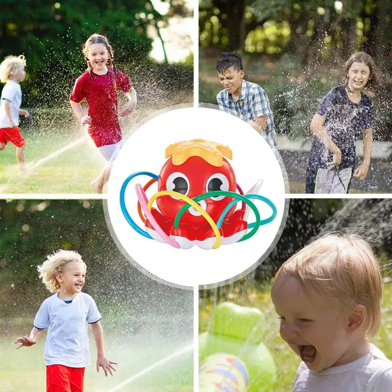 Sprinkler semprotan air luar ruangan untuk anak, mainan Sprinkler bermain air bentuk gurita, mainan luar ruangan musim panas, bermain halus untuk