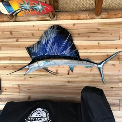 Sailfish Swordfish Metal Wall Hanging Silhouette Art Fishing Club Store Wall Decoration Home Decor Livingroom Bedroom Ornament