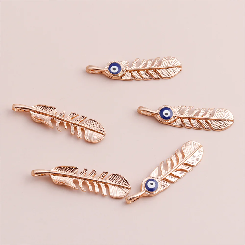 Leslie 5 Stück 13*47mm Charms Punk Große Blaue Augen Feder Anhänger für Ohrringe Halskette Handgemachter DIY Schmuck Zubehör – Detail 5