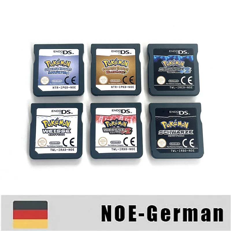 ESP FRA ITA USA NOE بوكيمون أسود أبيض 1 2 شوارز Weiß Noir بلانك HeartGold SoulSilver لعبة خرطوشة ل ds nds 3ds