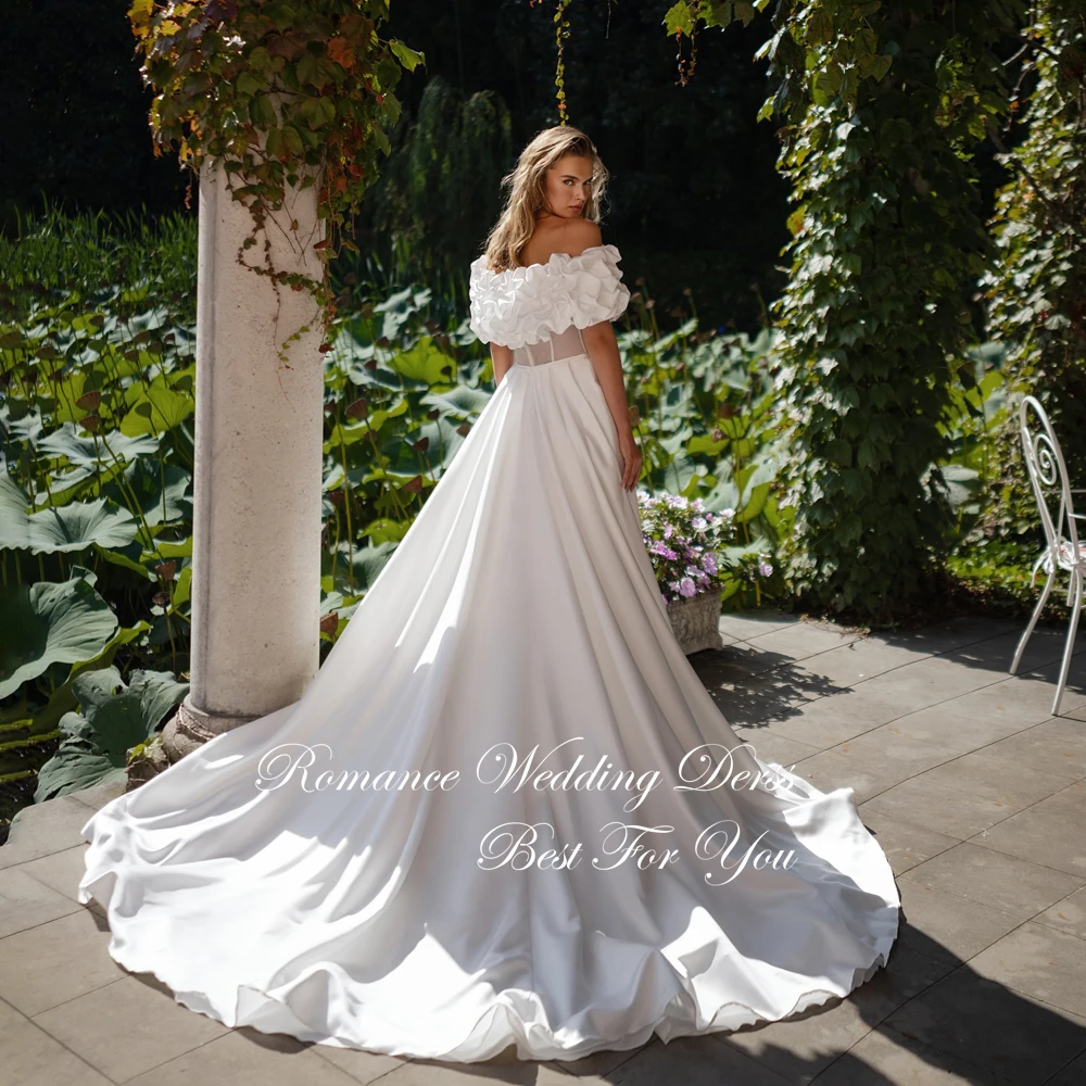 Vestido De Novia moderno plisado De corte a para mujer, vestido De Novia con abertura alta sin tirantes y hombros descubiertos con bolsillos, Vestidos De Novia personalizados