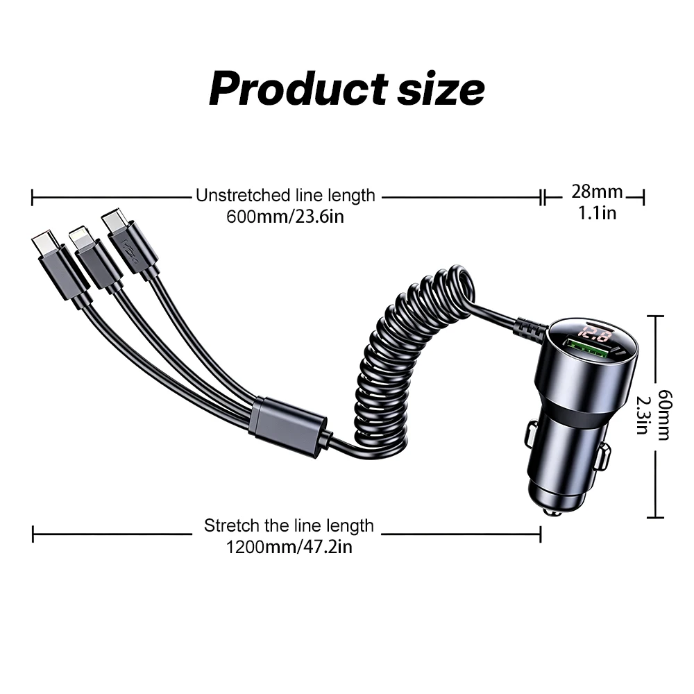 120W Car Charger 5 Ports Fast Charging PD QC3.0 USB C Car Phone Charger Type C Adapter in Car For iPhone 17 18 Pro Max Samsung view 6
