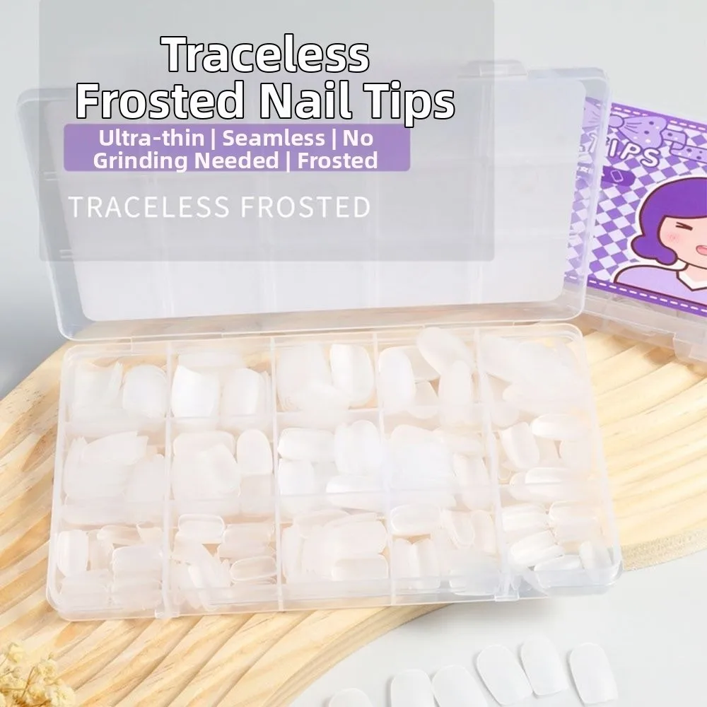 Durable Ultra Short Matte Nail Tips Waterdrop Almond Shape No Trace Artificial Nails Thin Seamless Nail Stickers