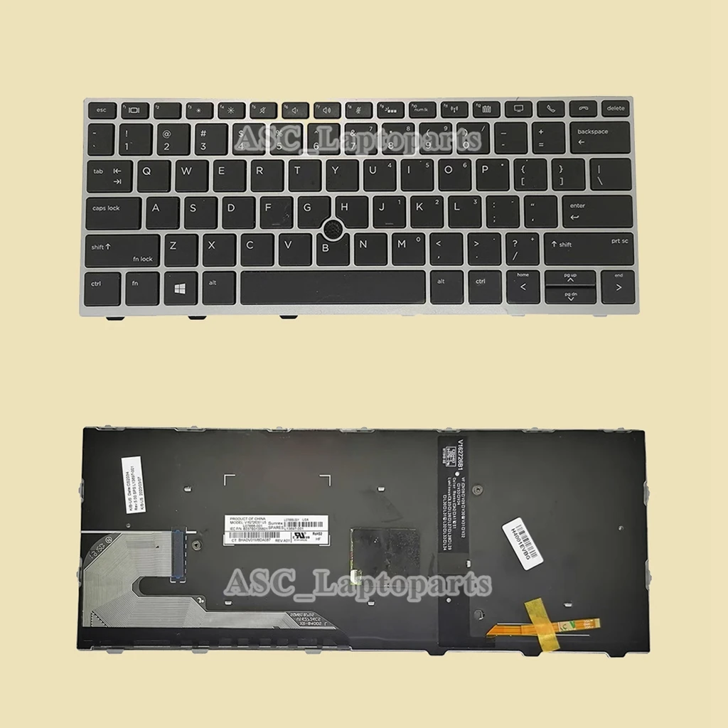 New US QWERTY Keyboard forHP EliteBook 730 G5 735 G5 735 G6 830 G5 830 G6 836 G5 Sliver Frame Black, with BACKLIT