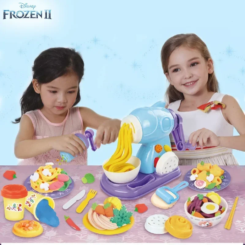 High Quality Disney Frozen colored clay noodle machine enjoy cooking fun toy play house toys for kids Birthday Christmas Gift