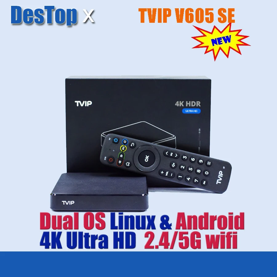 TVIP 4K HD BT Smart Set Top TV Box Linux&Android 7.0 tvip 605 se 605SE Amlogic S905X 2.4/5G WIFI H2.65 Tvip605 SE IP TV Box