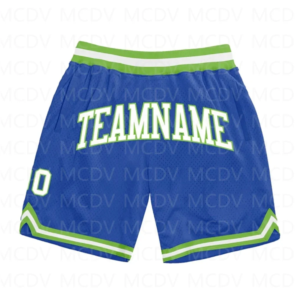 Custom Blue Red-White Authentic Throwback Basketball Shorts  3D All Over Printed Men\'s Shorts Quick Drying Beach Shorts