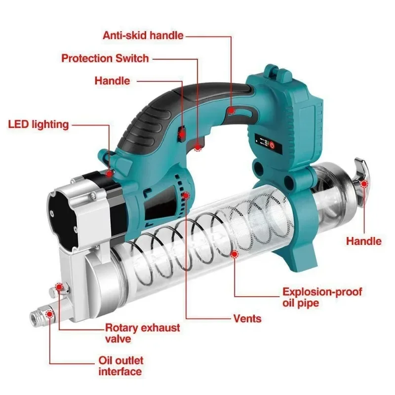Imagem -03 - Pistola de Graxa Elétrica sem Fio para Makita 10000psl 689bar Alta Pressão Óleo Lubrificante para Carro Ferramenta de Manutenção do Carro Bateria 18v