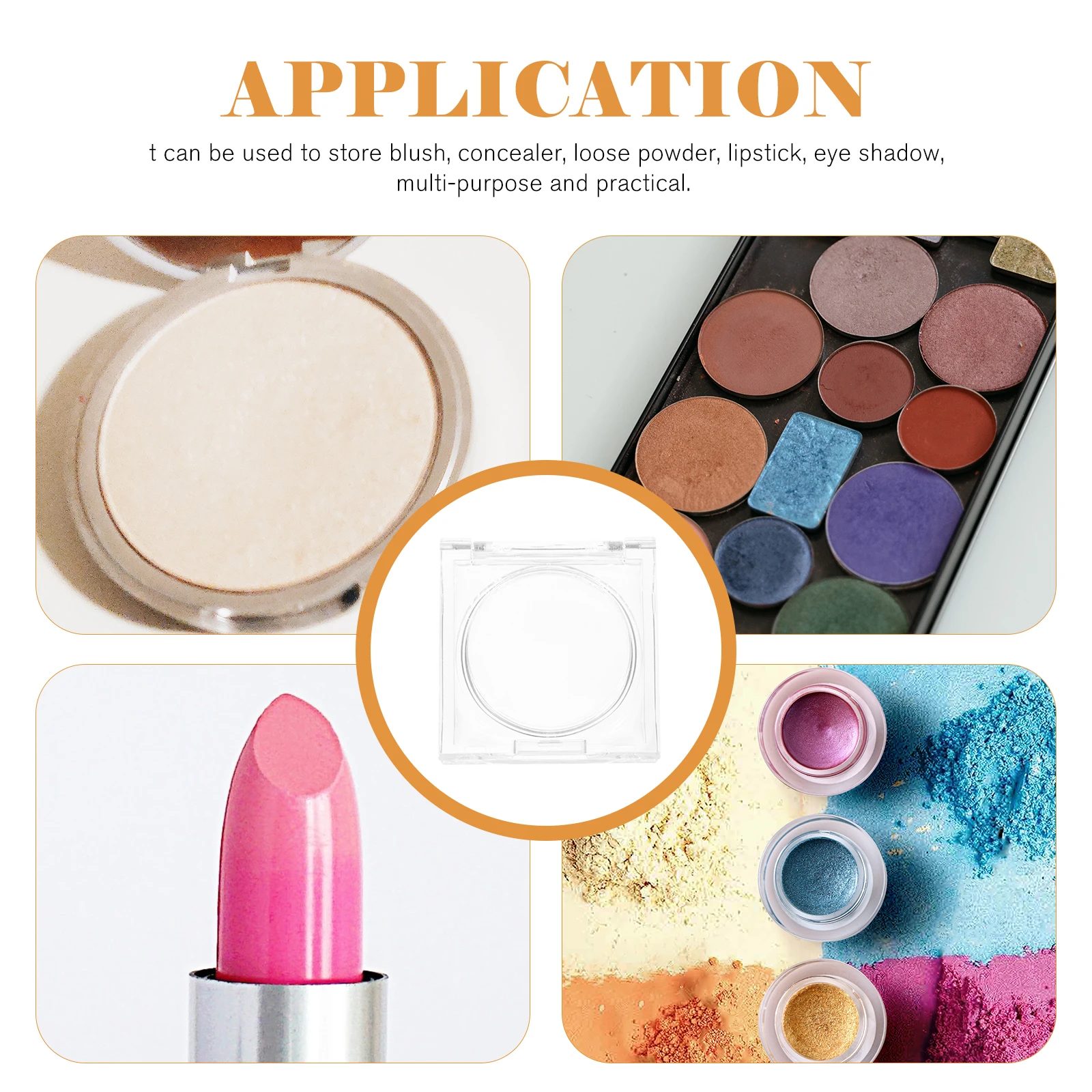 

4pcs Empty Blush 6mm Transparent Square Eyeshadow Case Highlighter Container Small Makeup Organizer Compact Travel Sub