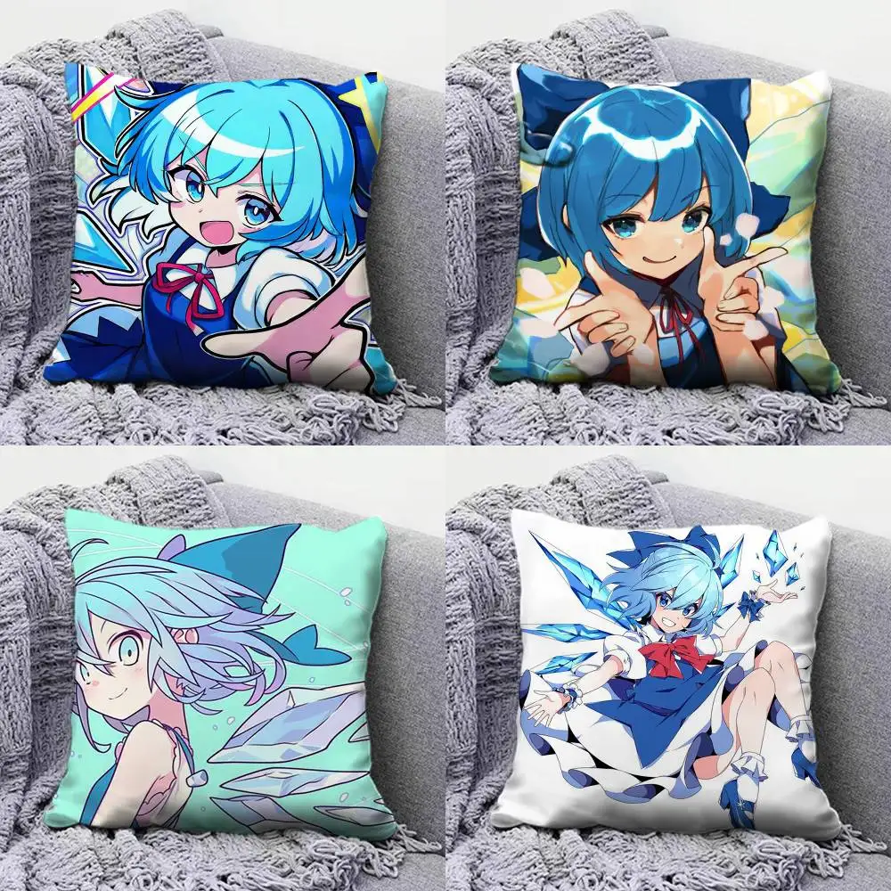 TOUHOU Project Cirno Cute Anime Girl Pillow Covers, Home Sofa Cushion Covers and Aecorative Custom