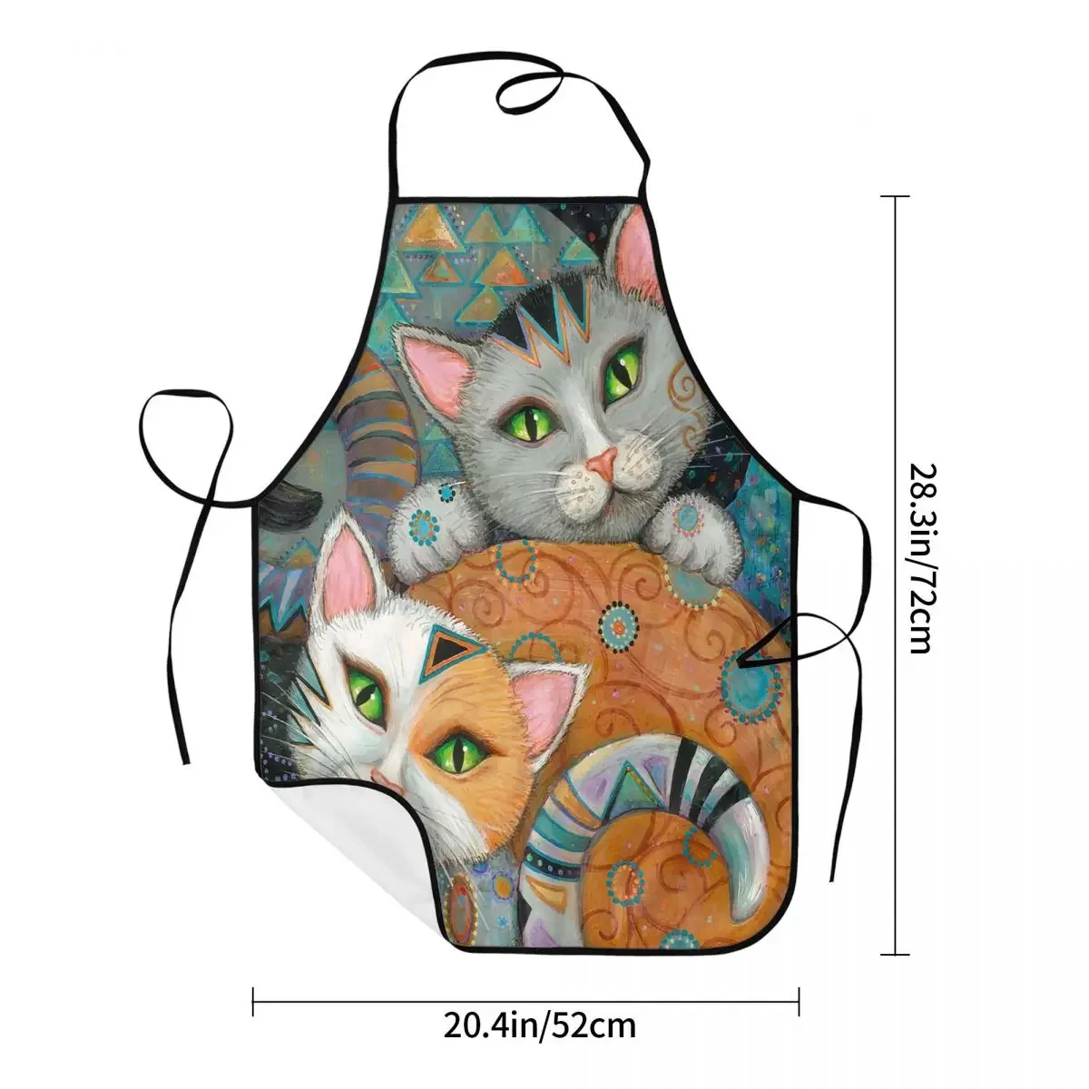 Unisex Ölgemälde Katze Lätzchen Schürze Erwachsene Frauen Männer Koch Tablier Küche für die Küche Kochen Gustav Klimt Backen