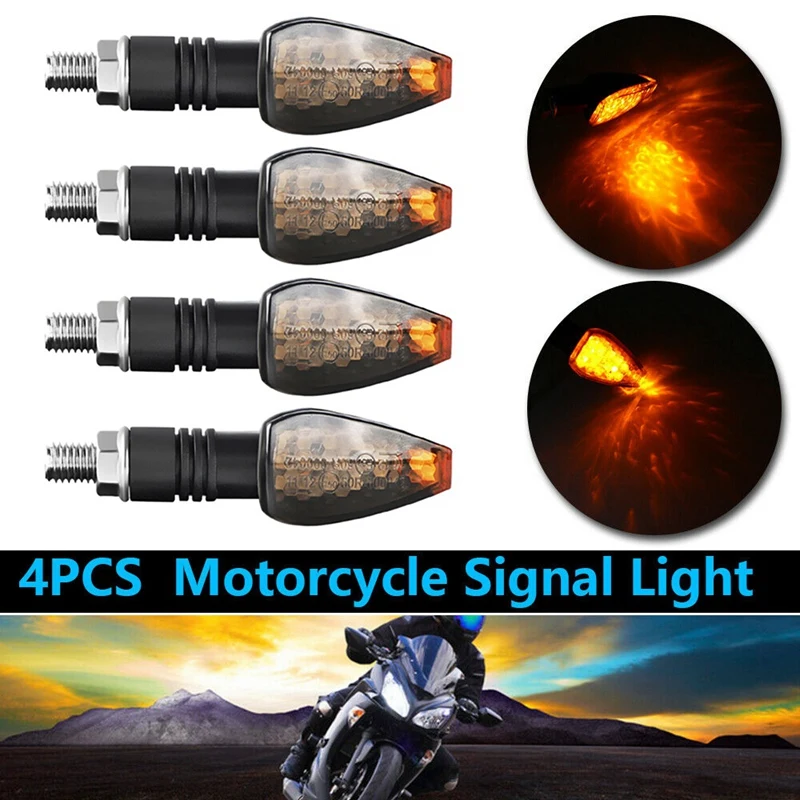 4Pcs/Set Universal Motorcycle LED Turn Signals Long Short Turn Signal Indicator Lights Blinkers Flashers Accessories 12V