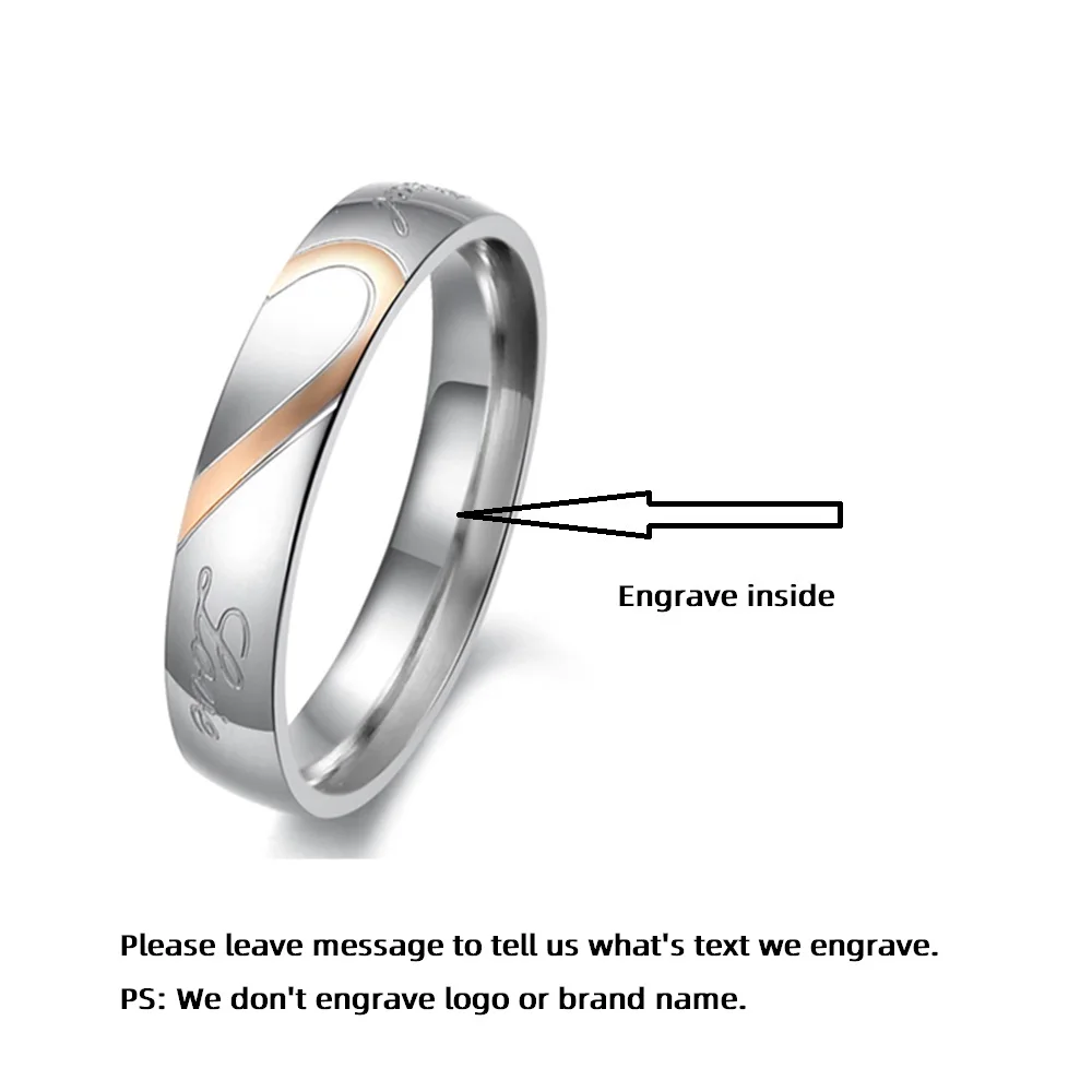 Fashion Jewelry Unisex Customized Stainless Steel Girl Women Men Lover Couples Rings US Size 5 6 7 8 9 10 11 12 13 14 15