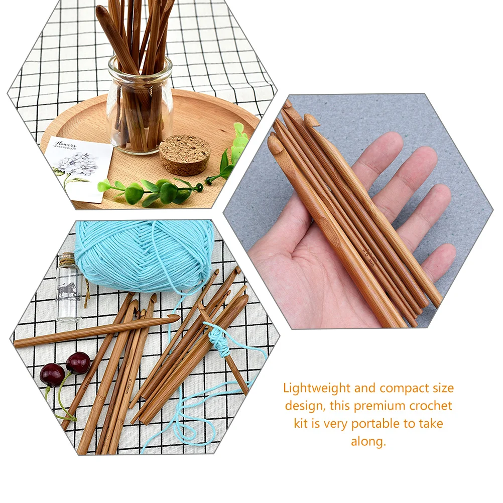 

Bamboo Crochet Hooks Knitting Sweater Lace Ergonomic Lightweight Portable Gift Yarn Craft Sewing Supplies