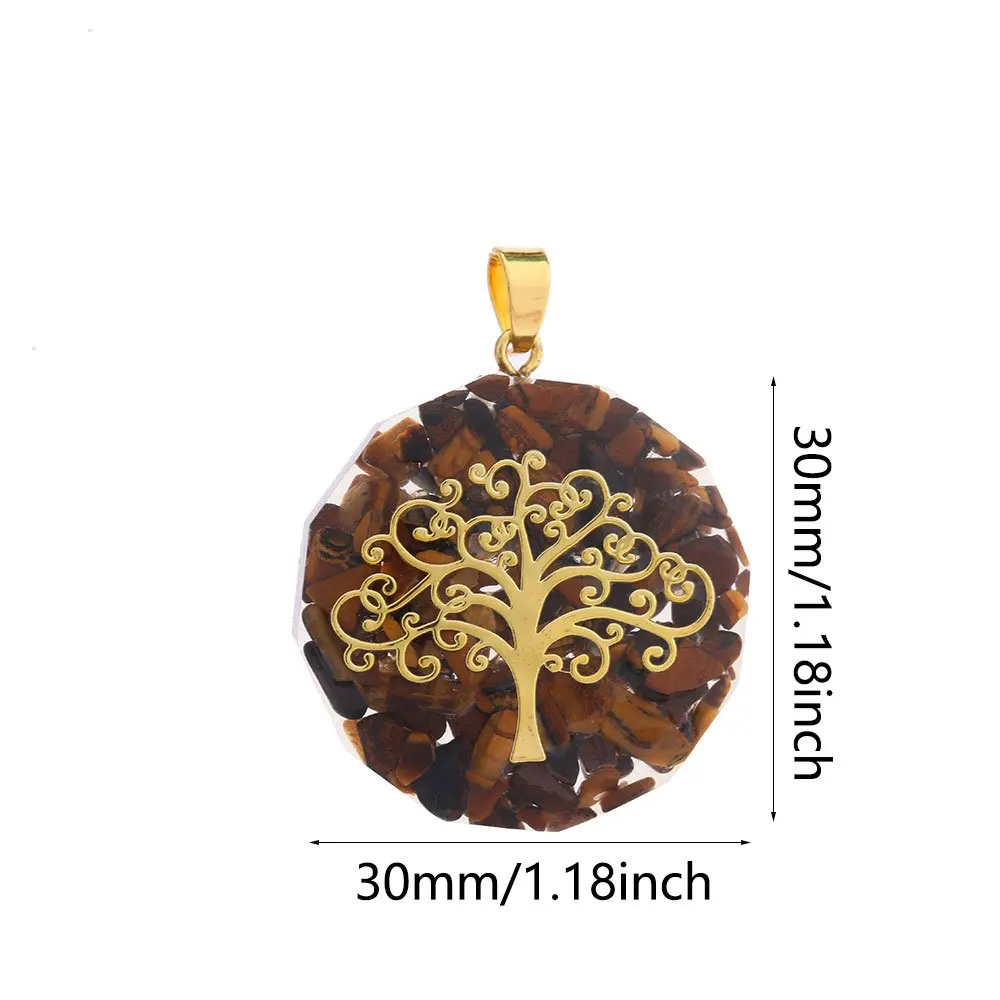 Natural Crushed Stone Pendants Circular Tree of Life for Pendant DIY Jewelry Making Accessories Tree of Life For Jewelry DIY 1PC