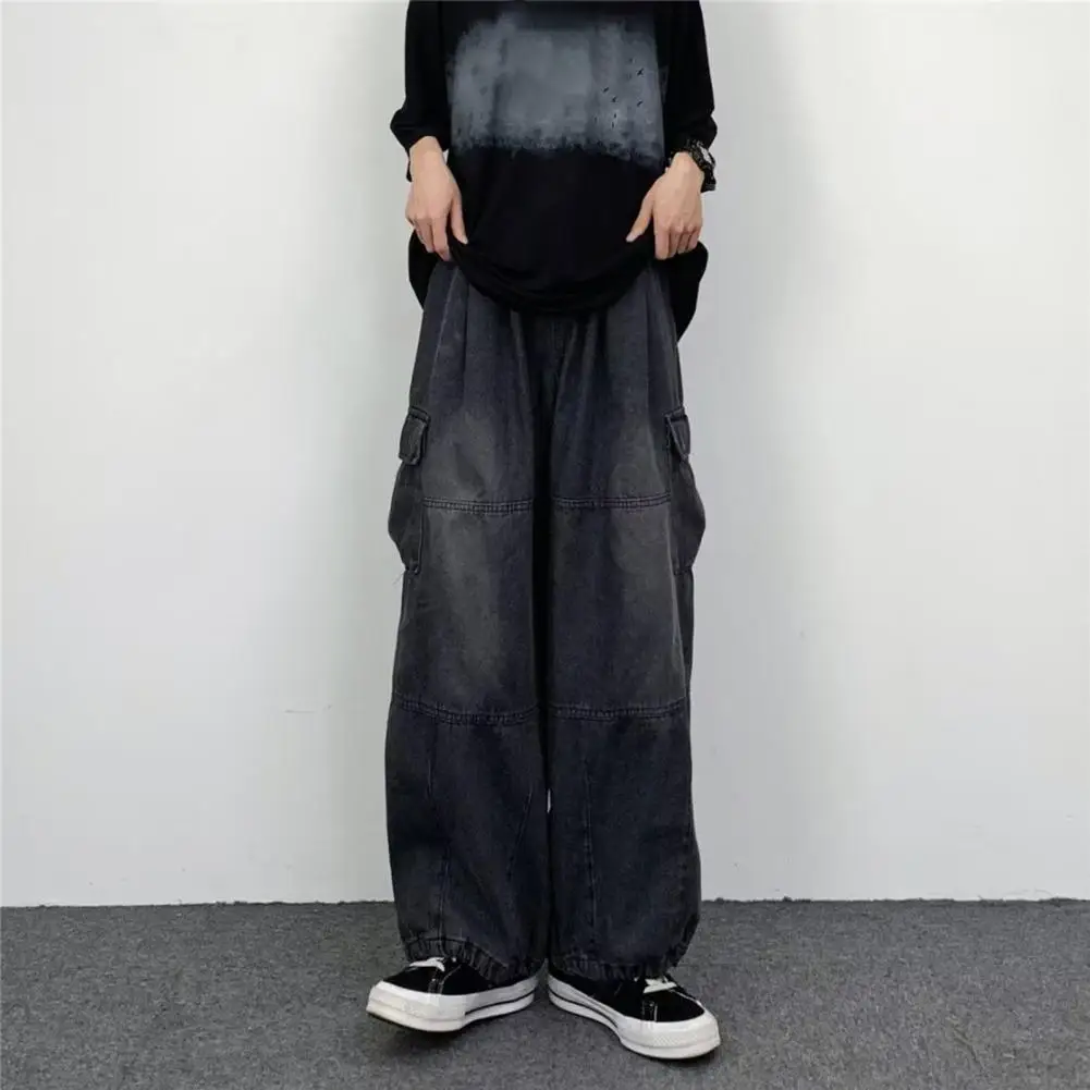 Women Vintage Streetwear Baggy Cargo Jeans High Waisted Straight Wide Leg Pants Denim Trousers Fairy Grunge Alt Clothes