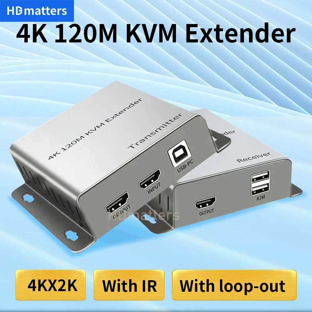 4K HDMI KVM Extender HDMI USB extender over cat5e/6 1080P 4K USB HDMI KVM extender splitter with HDMI loop for mouse keyboard