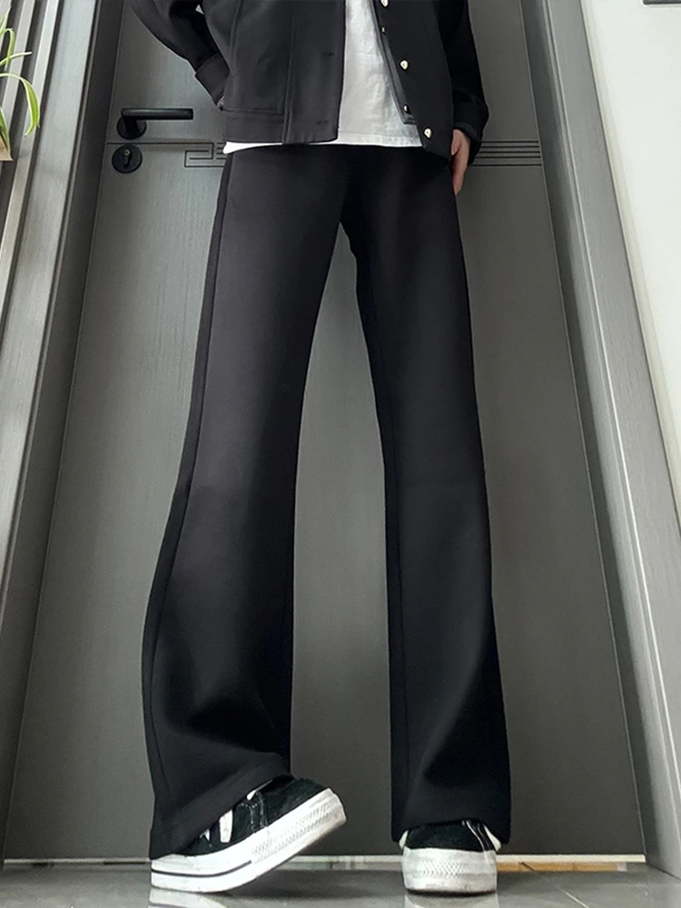 

Cleanfit Men's Thiened Fce Lined Wide Leg Pants High Waist Straight Cut Long Length Casual Trousers Bla Slimming Effect