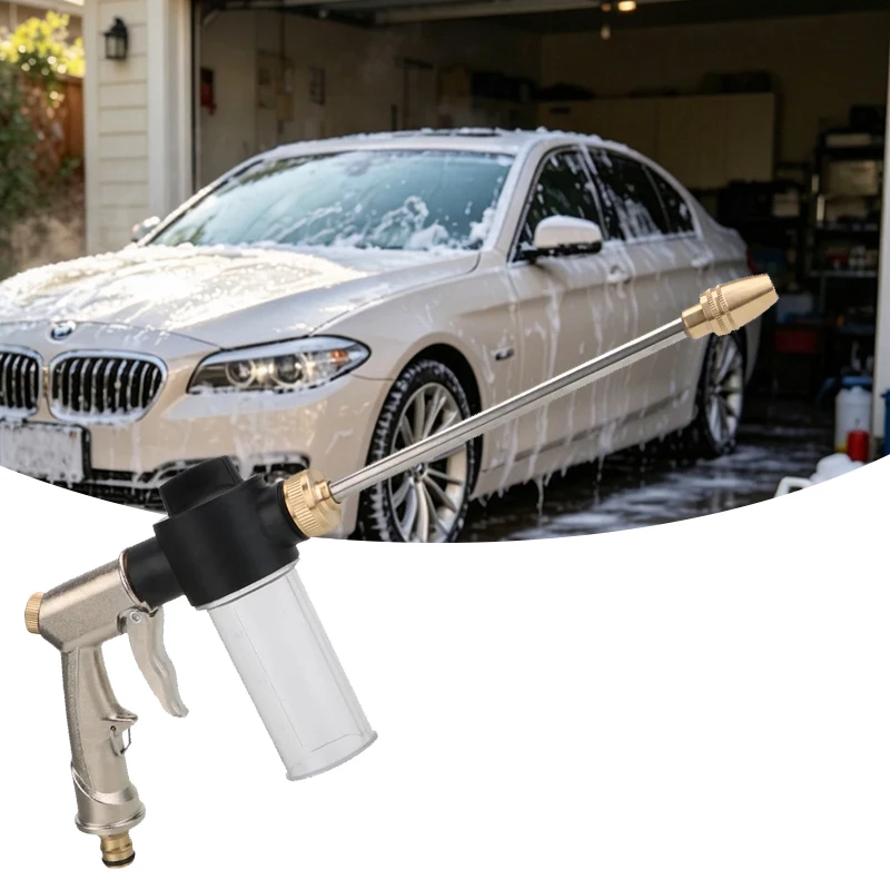 Metal Long Foam Car Washing High-Pressure Water Gun Nozzle Cleaning Sprinkler Garden General Car, Motorcycle Accessories