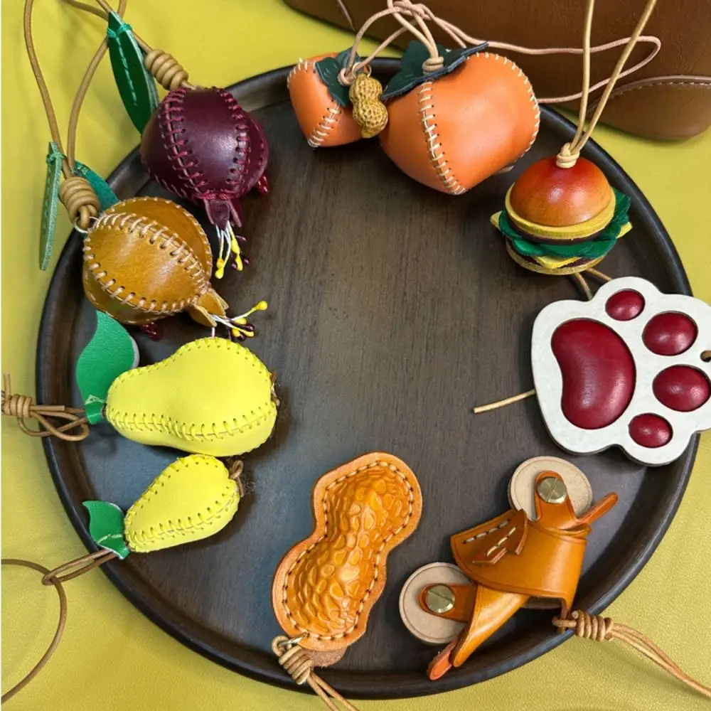Trendy Hanger Pomegranate Fruit Pendant Car Keyring Cartoon Leather Keychain Creative Handmade Bag Pendant Bag Ornament