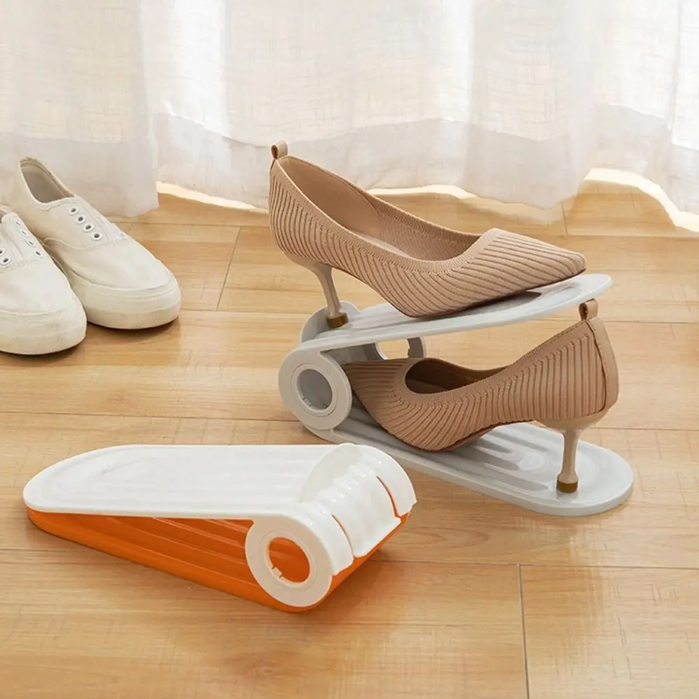 

Modern Plastic Shoe Rack Adjustable Double Layer Shoe Holder Integrated Space Saving Shoe Display Hanger Warderobe