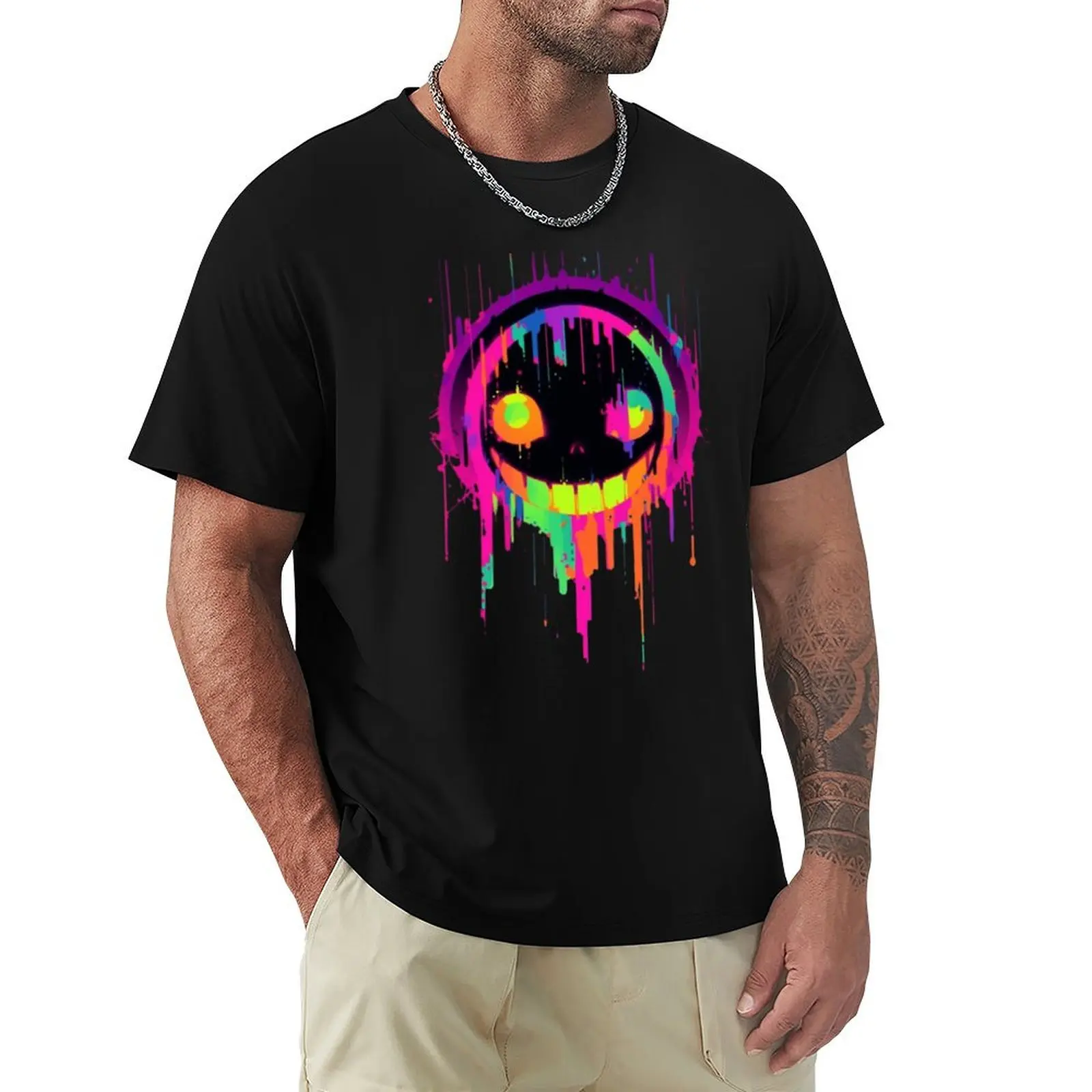 

Glitch Paint Smiley Face T-Shirt valentines boutique clothes customs vintage clothes plus size tops Men's t shirts