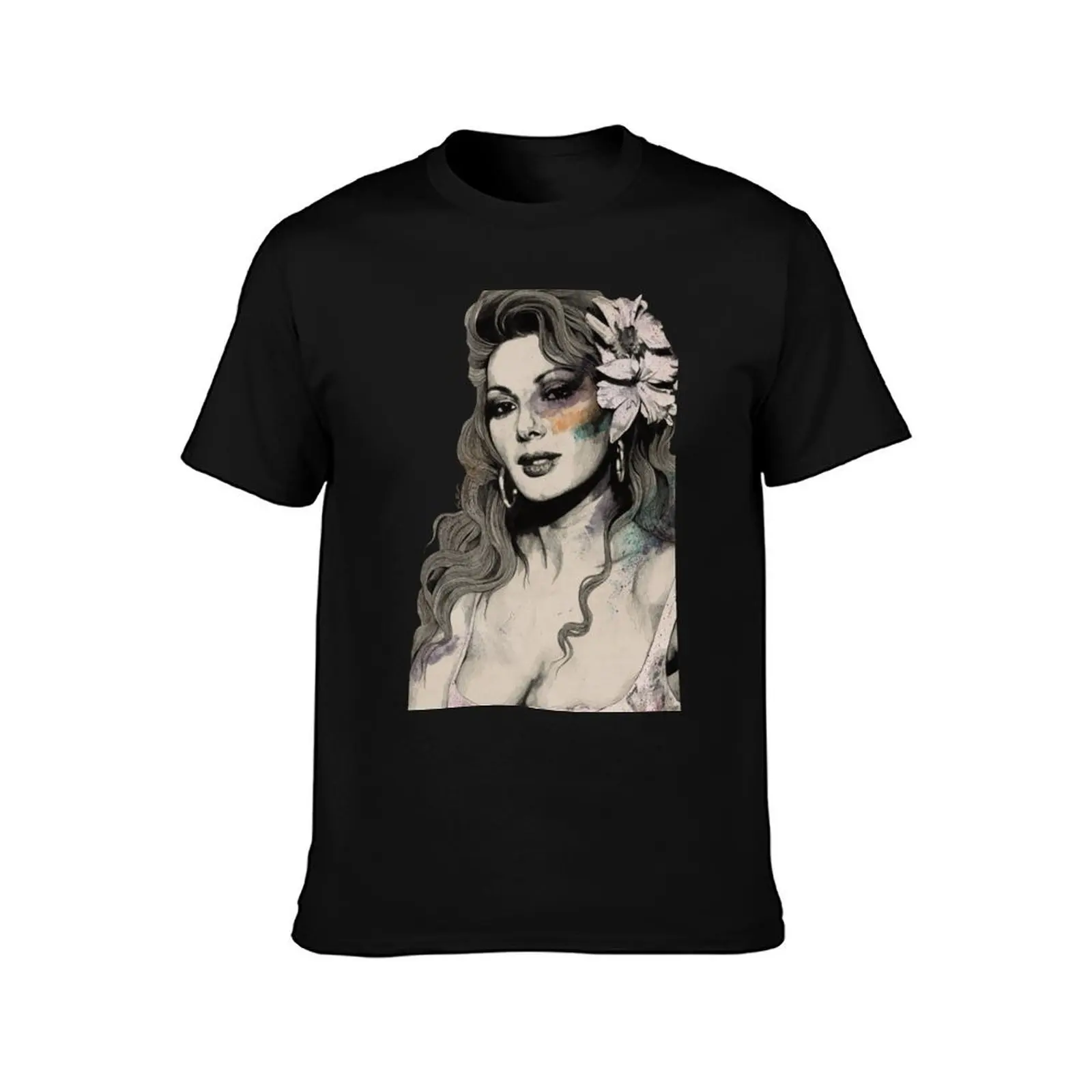 Edwige (street art sexy portrait of Edwige Fenech) T-Shirt Tough Fabric Work Tee T-Shirt