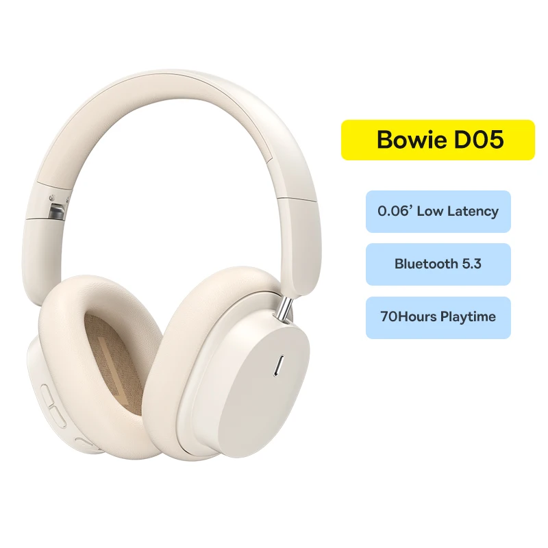 Baseus casque sans fil Bluetooth 5.3 niveau HIFI écouteur 40mm pilote pliable sur l'oreille casques 70H Playtime Audio spatial 3