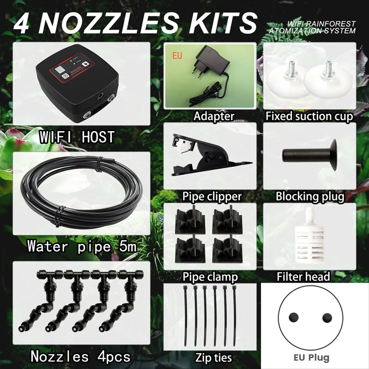 A99X Tuya Wifi Plant Watering Devices Rainforest System Humidification System with 4 Heads EU Plug