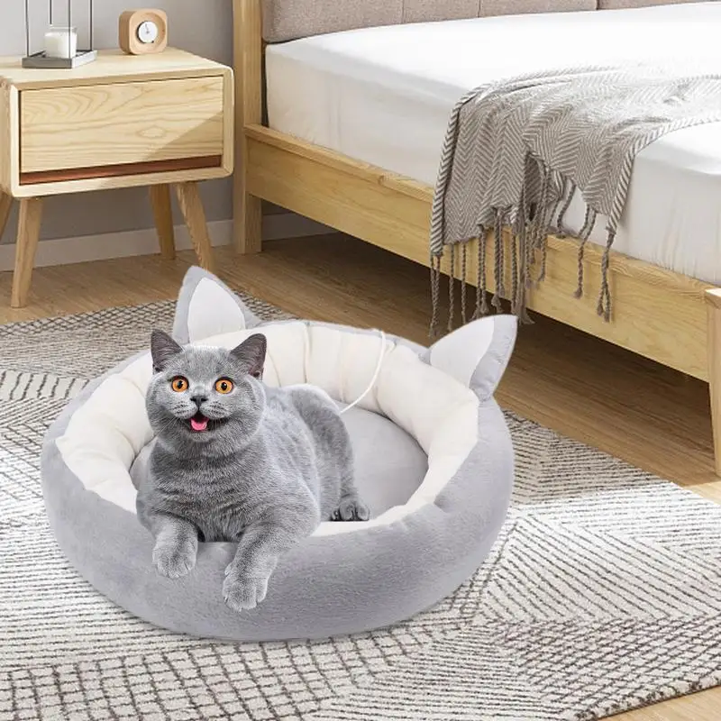 

Cats Cushion Cats Cushion Bed With Cat Ear Design Breathable Cat Sleeping Mat Plush Dog Pet Nest For Small Medium Cats Dogs Pets