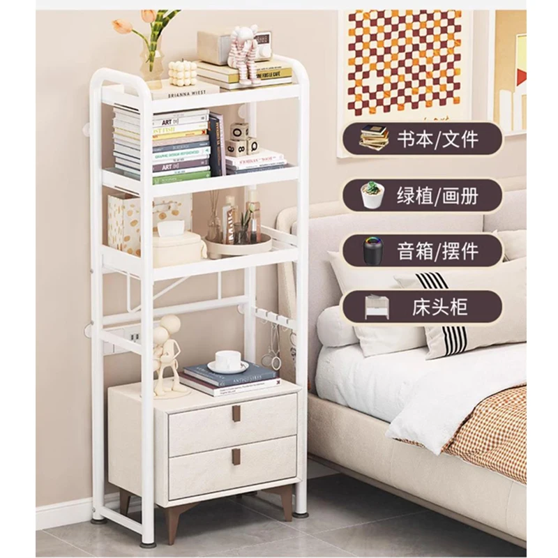 Bedroom shelf Floor-to-ceiling living room Household sweeping robot Multifunctional bedside table Bedside storage rack