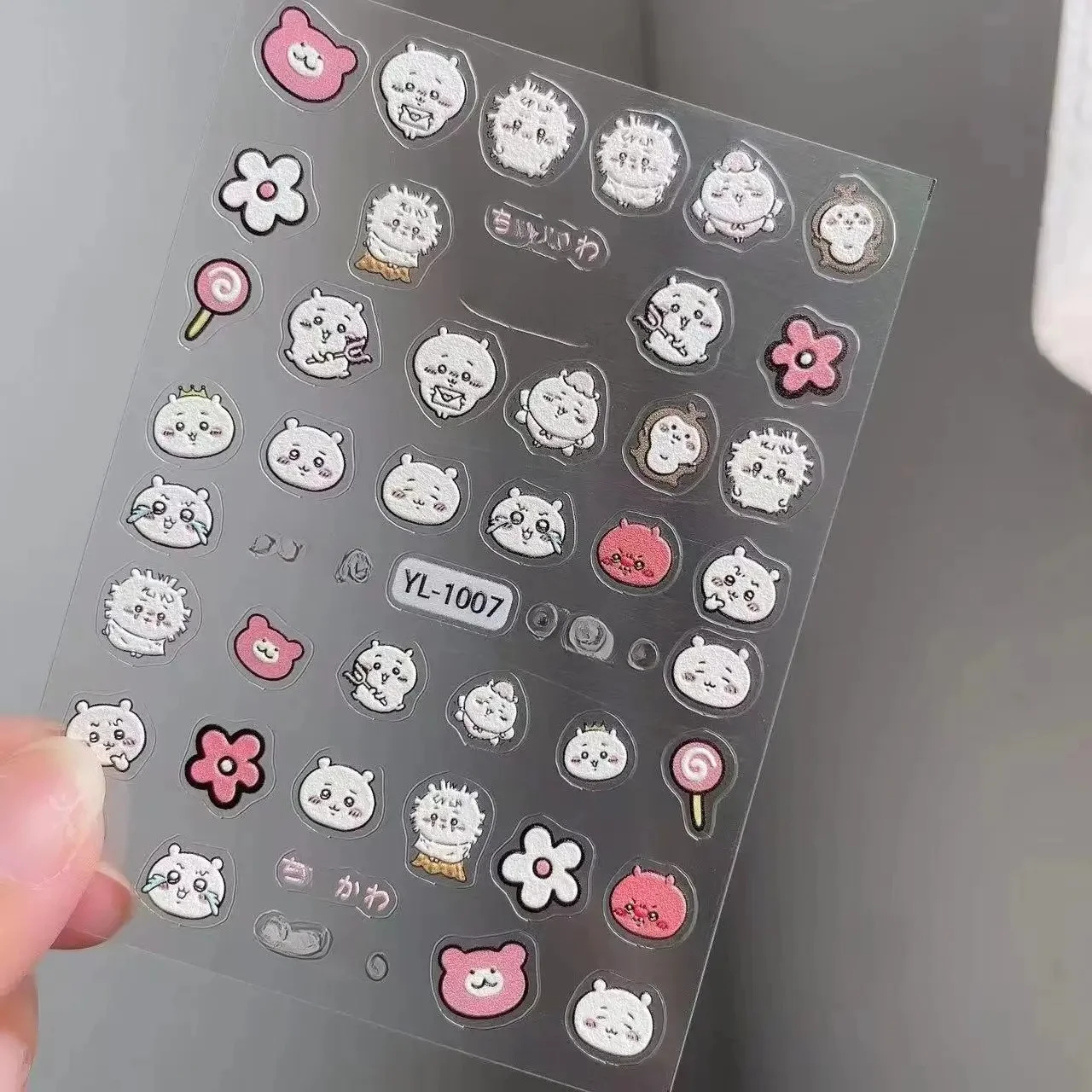 yiji Nail Art Sticker Cartoon Cute ハチワレ Hachiware うさぎ USAGI ちい、/かわ Cartoon Character 3D Embossed Sticker Waterproof