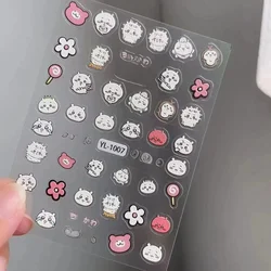 yiji Nail Art Sticker Cartoon Cute ハチワレ Hachiware うさぎ USAGI ちい、/かわ Cartoon Character 3D Embossed Sticker Waterproof