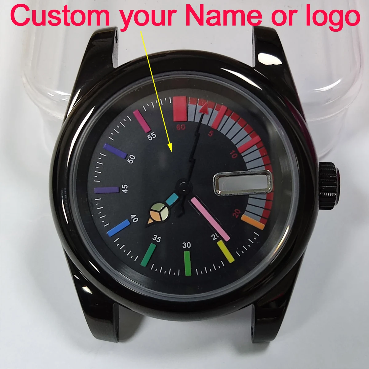 

39mm nh35 case custom logo nh36 case Rainbow dial NH35 watch case nh35/36 movement sapphire glass watch accessories parts