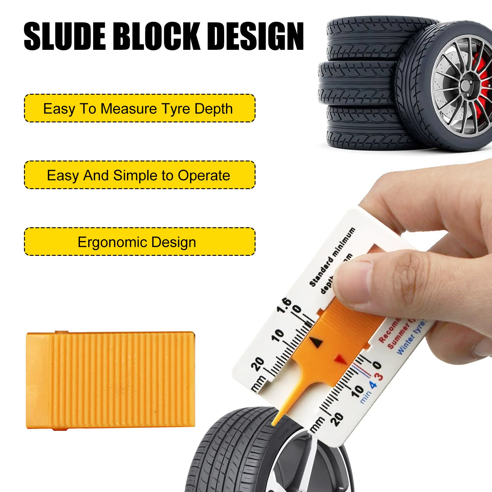 Car Wheel Tire Depth Gauge 0-20mm Tyre Tread Depthometer Depth Indicator Gauge Measurement Tool Auto Wheel Measure Accessories