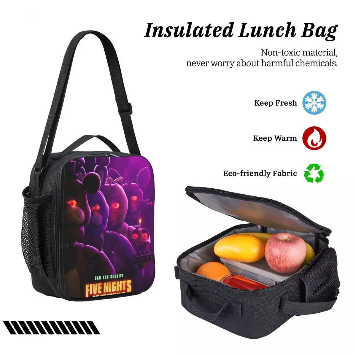 Fnaf Movie 3pecs/set Backpack for Student 2023 Red Eyes Trailer Cast High School Canvas Bags Lunch bag Pencil Case - view 5