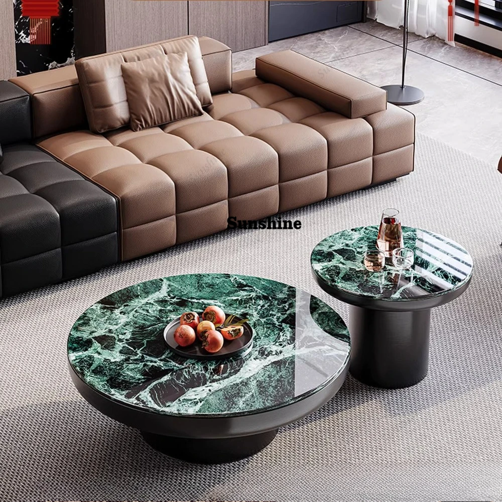 

Natural luxury stone coffee table, living room household, suspended round coffee table
