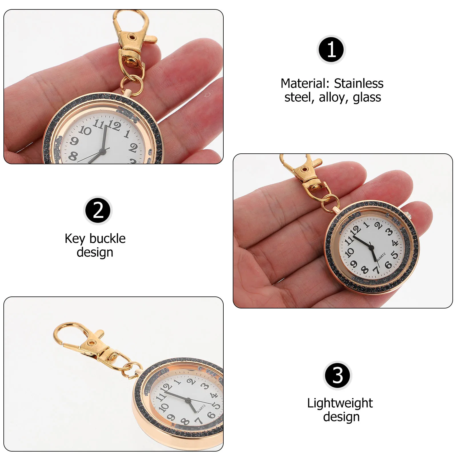 

Quartz Pocket Keychain Hanging Pendant Watches for Men Stainless Steel Alloy Glass Rhinestone Nurse Day Birthday Gift Doctor