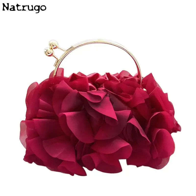 Women\'s Evening Clutch Exquisite Luxury Designer Chiffon Fabric Party Clutch Bag Female Shoulder Bag Purses Handbag Wedding Bag