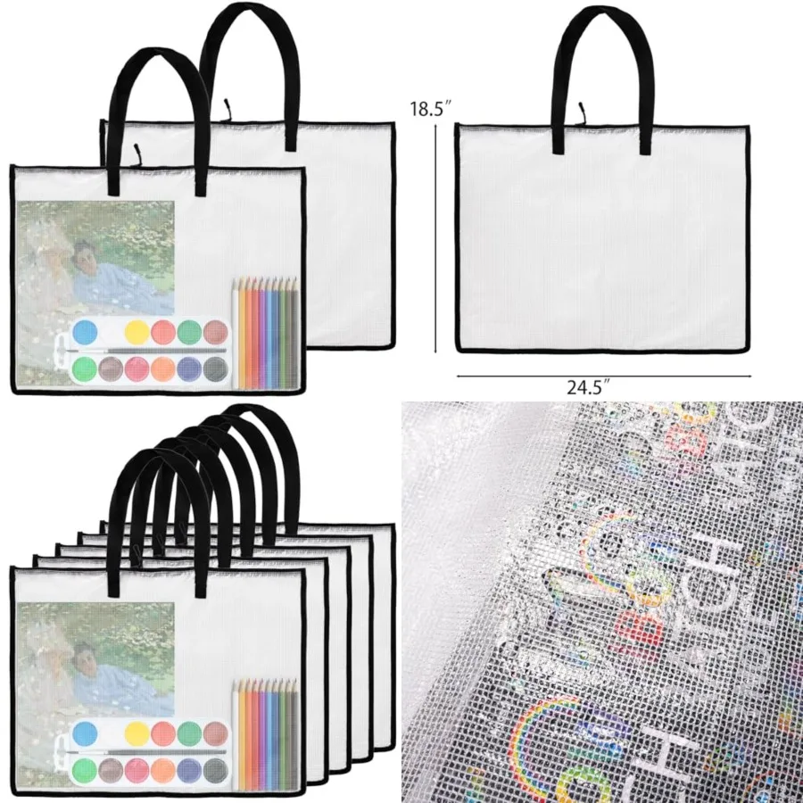 5 упаковок 19x25 художественных портфолио, большая прозрачная папка-портфолио для художественных работ, водонепроницаемые сумки для хранения плакатов с ручками для рисования