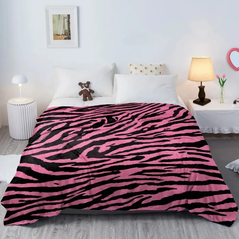 Coperta da tiro con stampa leopardata rosa pelle di Zebra coperte di peluche calde bambini adulti adolescenti per un soggiorno divano divano e letto