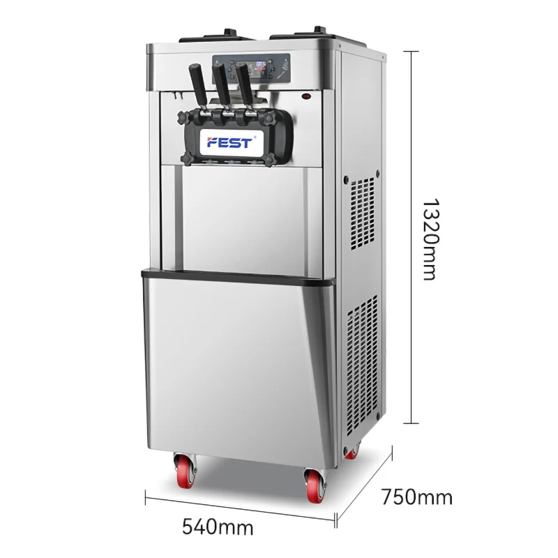 FEST Automatic Commercial Vertical Ice Cream Maker Three Colors Soft Ice Cream Cone Machine Ice Cream Machine for Sale