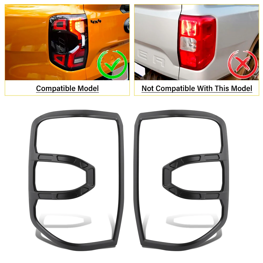 ABS Tail Lights Cover Surrounds Trim For Ford Ranger T9 Wildtrak 2023-ON Sport XLT XLS XL Rear Lamp Hoods Car Accessories