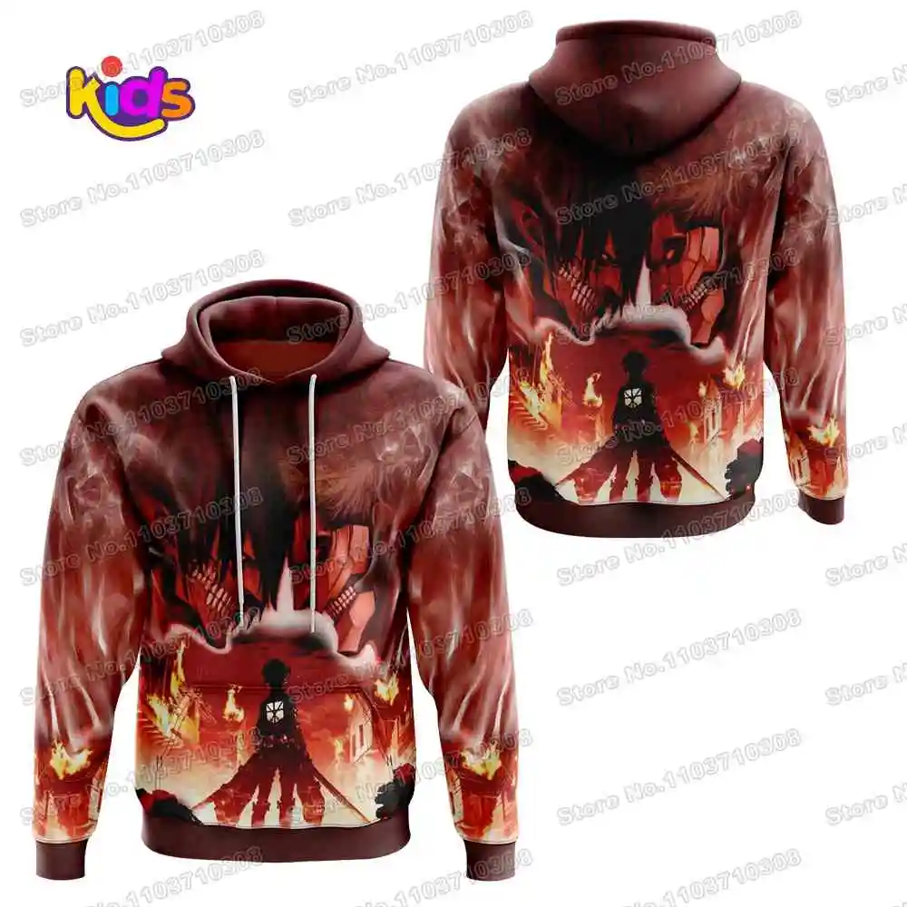 Warm Running Sportswear Attack on Titans-Hoodie Anime Fishing Camping  Kids's Hoodie Harajuku Autumn Winter Streetwear Clothe