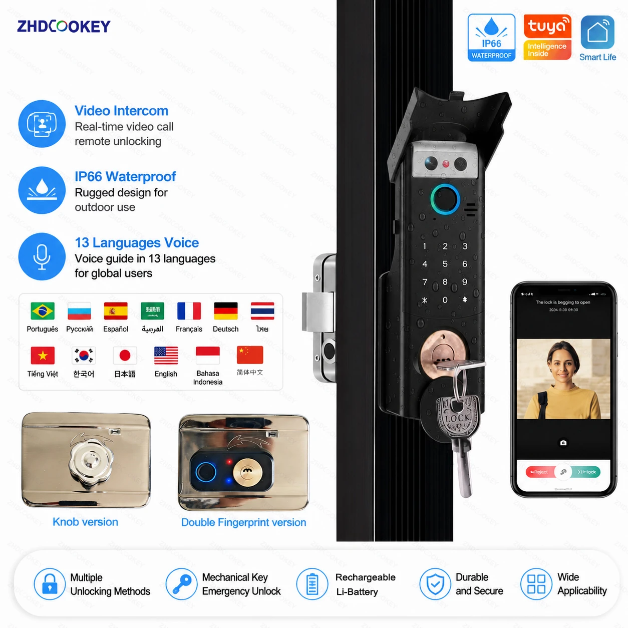 Smart Home Video Doorbell App - Waterproof Smart Lock Remote APP Video