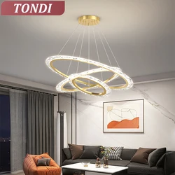 Candelabro LED nórdico para decoración del hogar, lámpara de techo con anillo de estilo lujoso, para sala de Estar, comedor, dormitorio y cocina